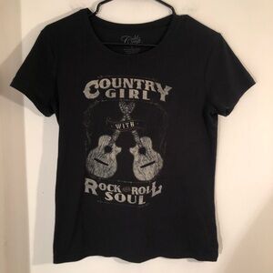 Gold Rush Country Girl Rock & Roll Soul T-Shirt Size S Black